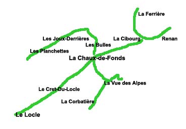 Zone verte : depuis du Locle  La Ferrire et Renan BE, des Planchettes La corbatire et La Vue